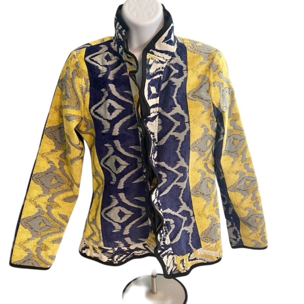Trimdin Artisan Jacket Reversible Ruffle Blue & Yellow Sz XS